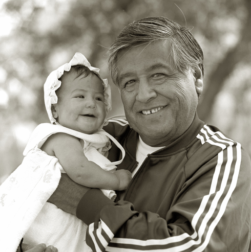 "Cesar and his granddaughter" / La Paz:  Keene CA / Hasselblad 500 C/M; Kodak Tri-X 400 ASA   