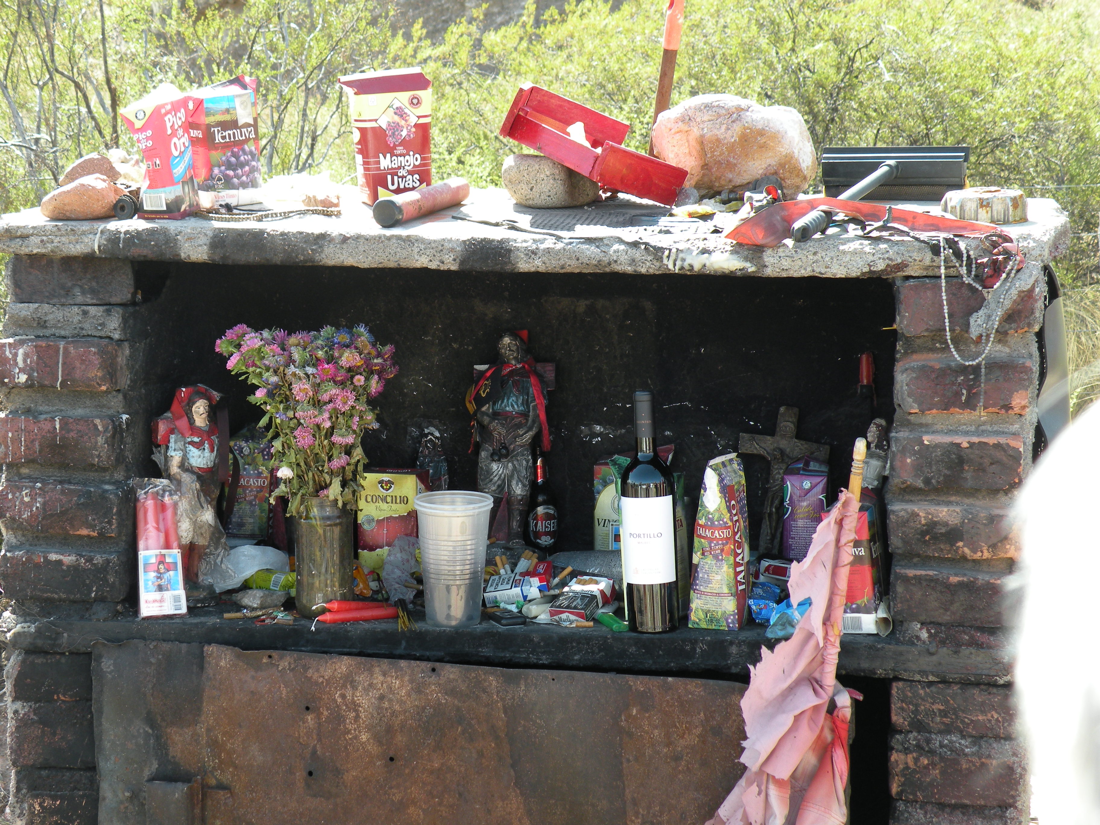 ONE OF THE MANY ROADSIDE SHRINES IN ARGENTINA DEDICATED TO GAUCHITO GIL
